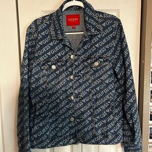 Denim Guess Los Angeles Jacket men’s Logo Spelled Across Jacket Size M
